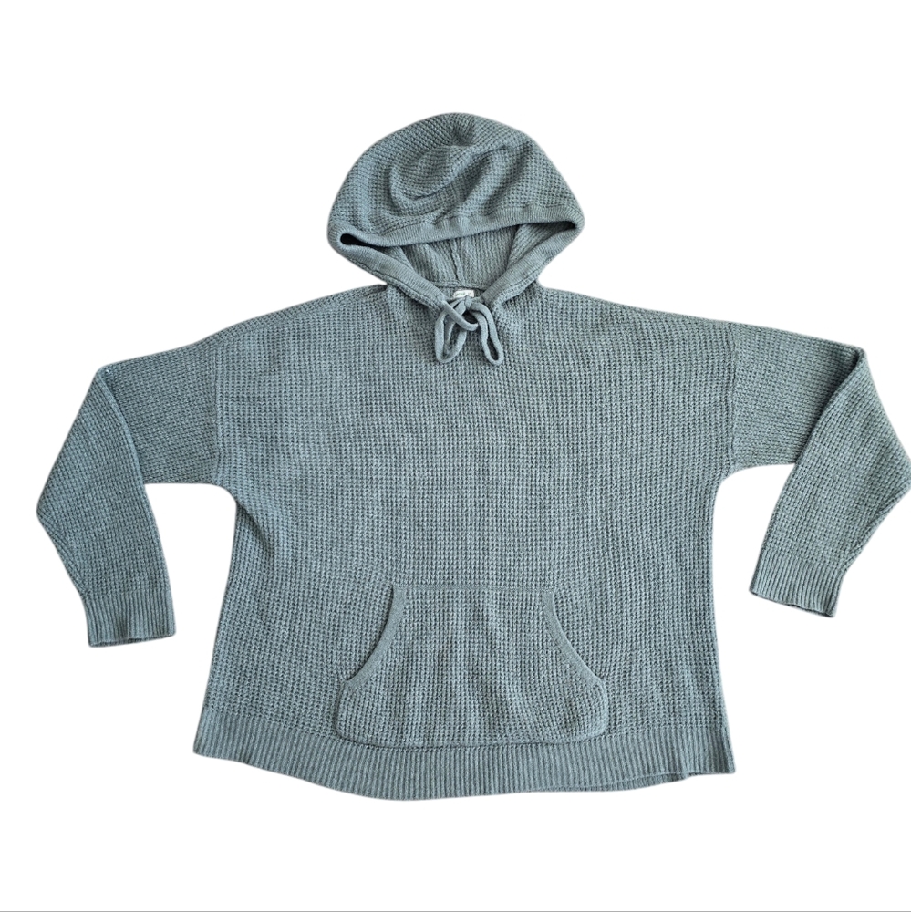 Aerie Women's Green Oversized Waffel Knit Pullover Hoodie Size Small